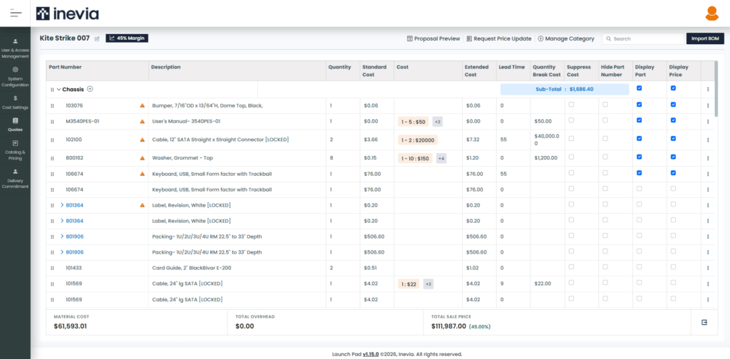 Configure quotes